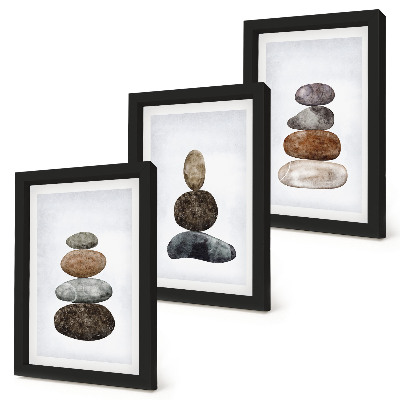 Galerie de perete Pictură boho minimalistă cu stive de pietre