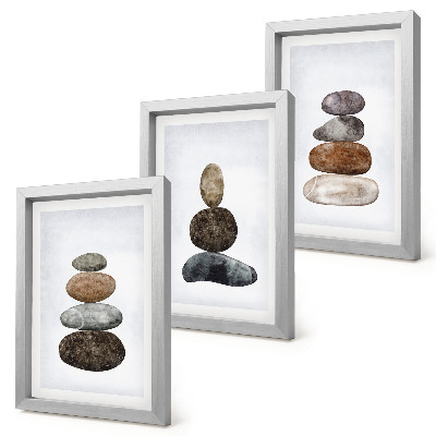 Galerie de perete Pictură boho minimalistă cu stive de pietre