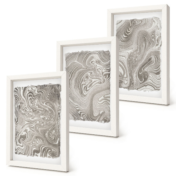 Set 3 tablouri Pictură abstractă cu forme moderne