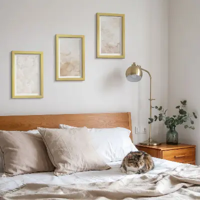 Galerie de perete cu texturi la modă în culori pastelate deschise