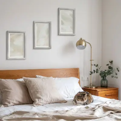 Galerie de perete picturi abstracte strălucitoare pe pânză în stil boho delicat