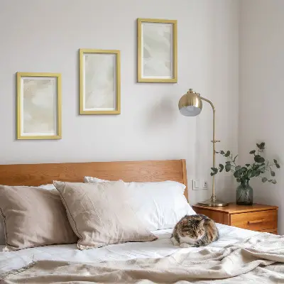 Galerie de perete picturi abstracte strălucitoare pe pânză în stil boho delicat