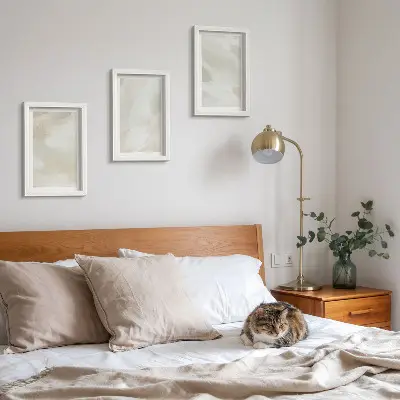 Galerie de perete picturi abstracte strălucitoare pe pânză în stil boho delicat