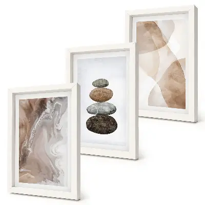 Set de 3 tablouri cu forme abstracte pictate în culori pastelate