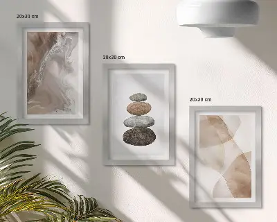 Set de 3 tablouri cu forme abstracte pictate în culori pastelate