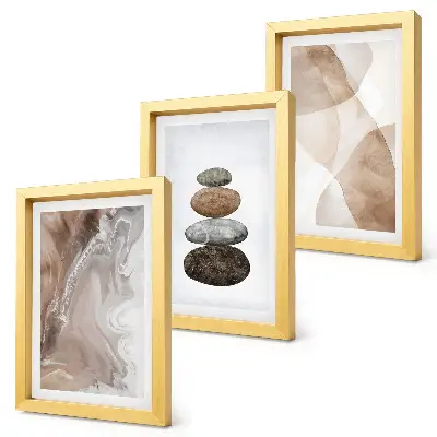Set de 3 tablouri cu forme abstracte pictate în culori pastelate