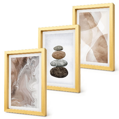 Set 3 tablouri Forme abstracte pictate structuri în culori pastelate