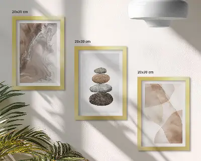 Set de 3 tablouri cu forme abstracte pictate în culori pastelate