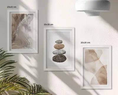 Set de 3 tablouri cu forme abstracte pictate în culori pastelate