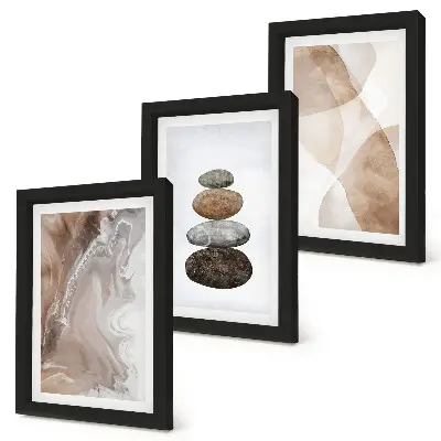 Set de 3 tablouri cu forme abstracte pictate în culori pastelate