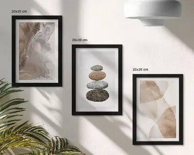 Set de 3 tablouri cu forme abstracte pictate în culori pastelate