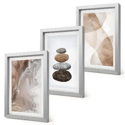 Set de 3 tablouri cu forme abstracte pictate în culori pastelate