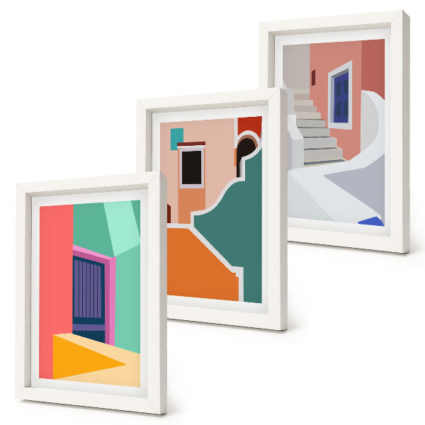 Galerie de perete Ilustrații colorate ale clădirilor în stil modern