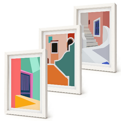 Galerie de perete Ilustrații colorate ale clădirilor în stil modern