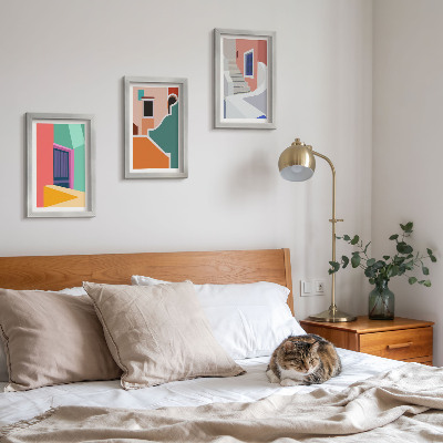 Galerie de perete Ilustrații colorate ale clădirilor în stil modern