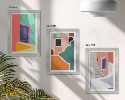 Galerie de perete Ilustrații colorate ale clădirilor în stil modern