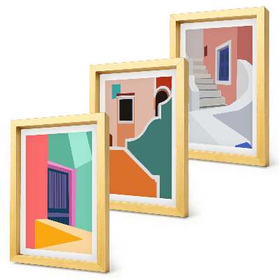 Galerie de perete Ilustrații colorate ale clădirilor în stil modern