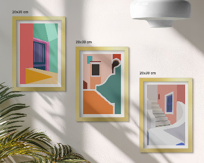 Galerie de perete Ilustrații colorate ale clădirilor în stil modern