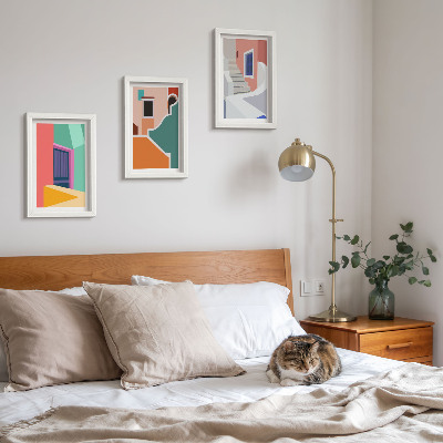 Galerie de perete Ilustrații colorate ale clădirilor în stil modern