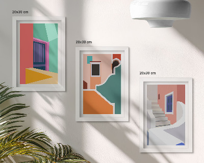 Galerie de perete Ilustrații colorate ale clădirilor în stil modern