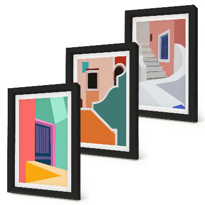 Galerie de perete Ilustrații colorate ale clădirilor în stil modern