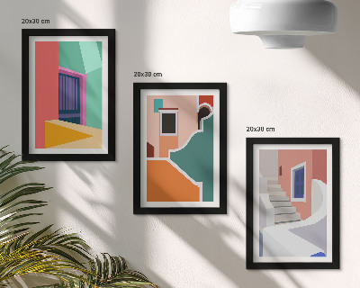 Galerie de perete Ilustrații colorate ale clădirilor în stil modern