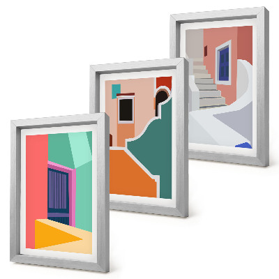 Galerie de perete Ilustrații colorate ale clădirilor în stil modern