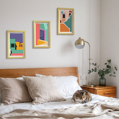 Set 3 tablouri Ilustrații colorate ale orașului într-un stil modern