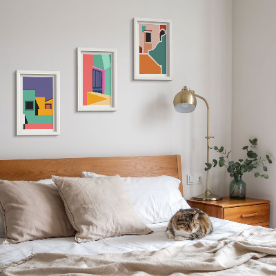 Set 3 tablouri Ilustrații colorate ale orașului într-un stil modern