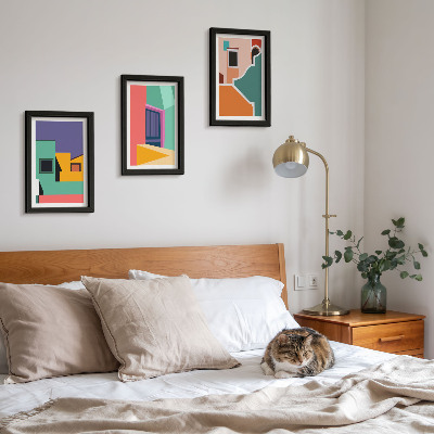 Set 3 tablouri Ilustrații colorate ale orașului într-un stil modern