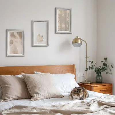 Galerie de perete cu texturi subtile în stil boho natural