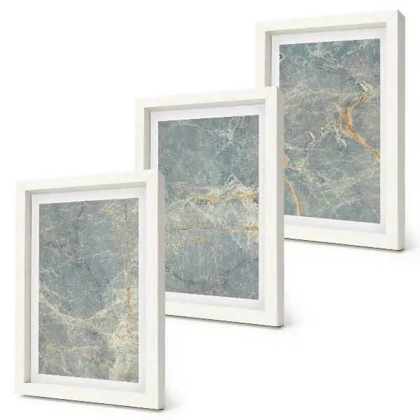 Set 3 tablouri cu structură decorativă din piatră și marmură verde venată