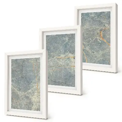 Set 3 tablouri cu structură decorativă din piatră și marmură verde venată