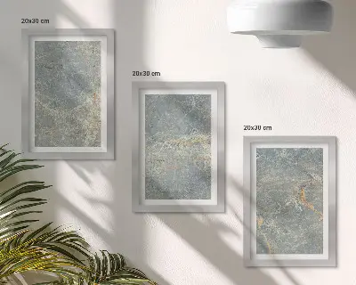 Set 3 tablouri cu structură decorativă din piatră și marmură verde venată
