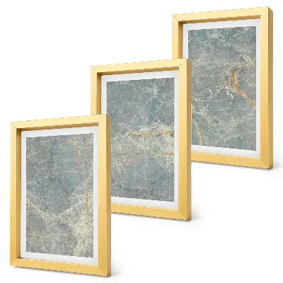 Set 3 tablouri cu structură decorativă din piatră și marmură verde venată