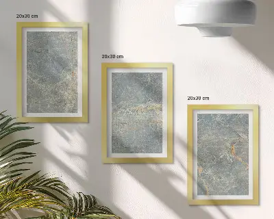 Set 3 tablouri cu structură decorativă din piatră și marmură verde venată