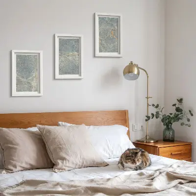 Set 3 tablouri cu structură decorativă din piatră și marmură verde venată