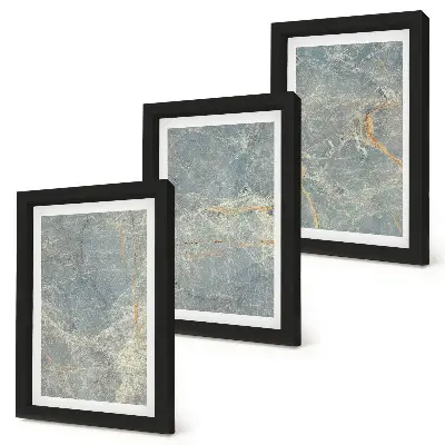 Set 3 tablouri cu structură decorativă din piatră și marmură verde venată