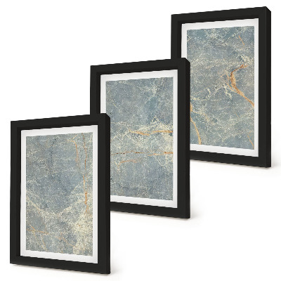 Set 3 tablouri Structură decorativă din piatră cu marmură verde venată