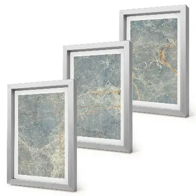 Set 3 tablouri cu structură decorativă din piatră și marmură verde venată
