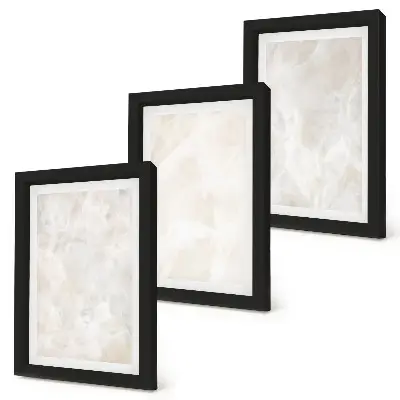 Set 3 tablouri cu structuri pastelate din marmură albă