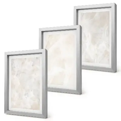 Set 3 tablouri cu structuri pastelate din marmură albă