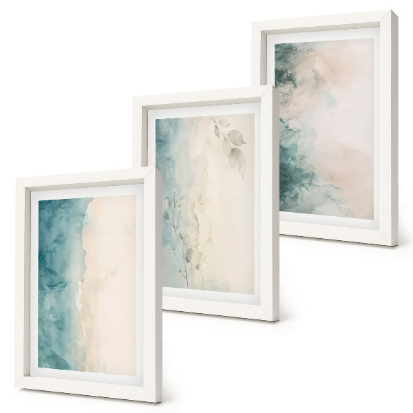 Set 3 tablouri Picturi în acuarelă pe pânză, stil minimalist