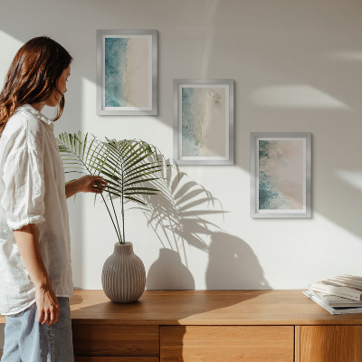 Set 3 tablouri Picturi în acuarelă pe pânză, stil minimalist