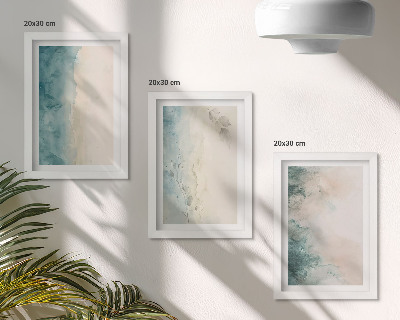 Set 3 tablouri Picturi în acuarelă pe pânză, stil minimalist