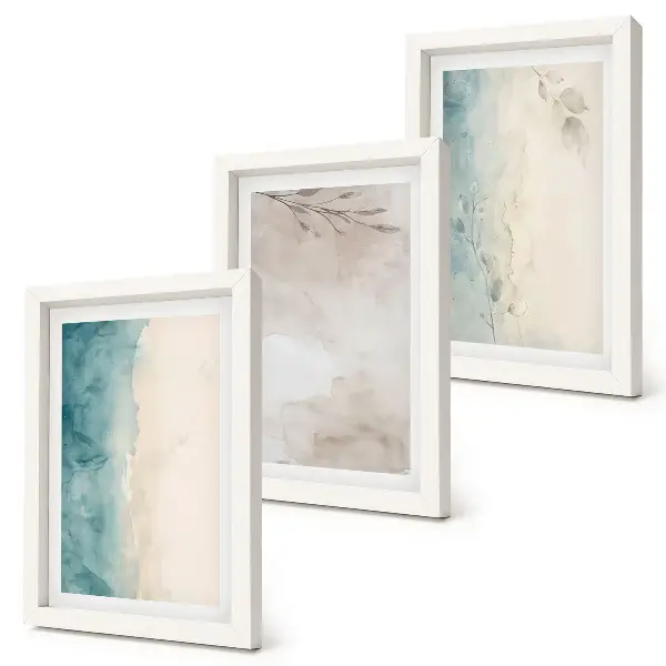 Set 3 tablouri cu textură subtilă picturală de acuarelă