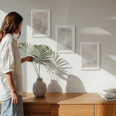 Set de 3 tablouri cu textură de vopsele acuarelă vărsate în stil boho