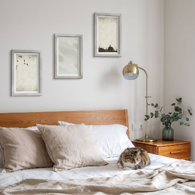 Galerie de perete Decorațiuni minimaliste cu păsări, pietre și tușe de pensulă