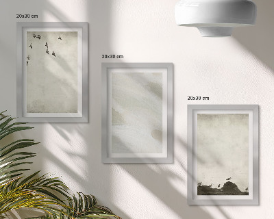 Galerie de perete Decorațiuni minimaliste cu păsări, pietre și tușe de pensulă