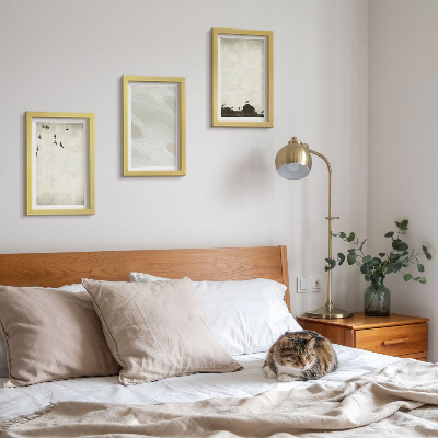 Galerie de perete Decorațiuni minimaliste cu păsări, pietre și tușe de pensulă